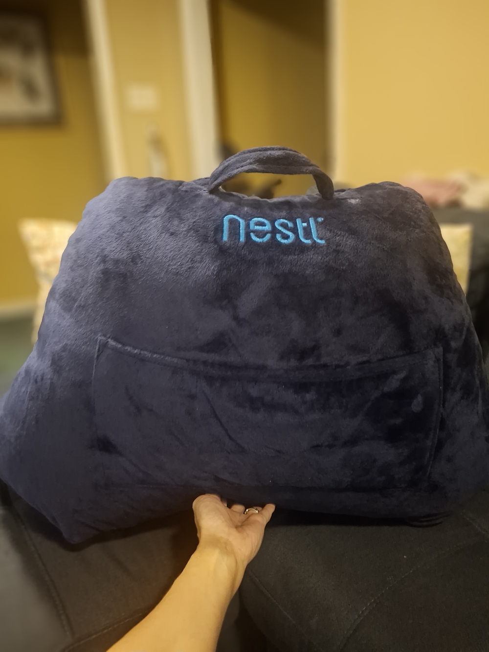 NESTL Navy Lumbar Pillow with Top Handle
